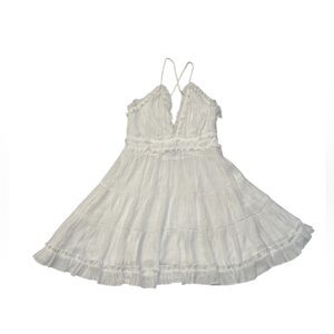 Aakaa White Ruffled Tiered Mini Dress Size M